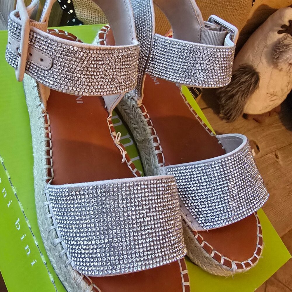 Gianni Bini Silver Rhinestone Espadrilles - Picture 4 of 9